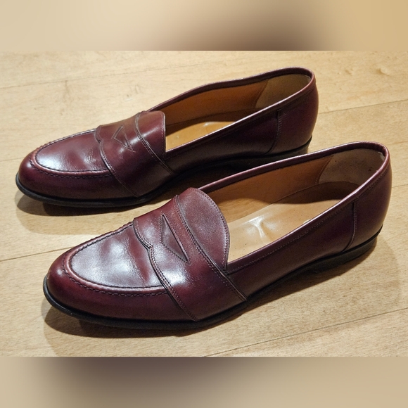 Paul Stuart Burgandy Leather Mens Penny Loafer Loafers Shoes Sz 10 Made In Italy - Picture 4 of 7